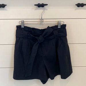 Zara TRF Collection Navy Blue Paper Bag High Waist Shorts